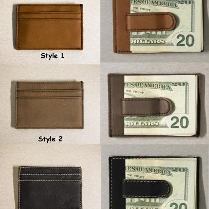 leather engraved Money clip, Person..