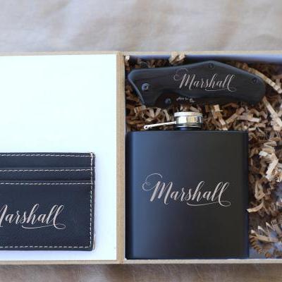 Groomsman Flask Gift Set, personalize Groomsmen Flask Gift Box Set,Groomsmen Gifts, Knife for Groomsmen, Custom Wedding gift, Bachelor party