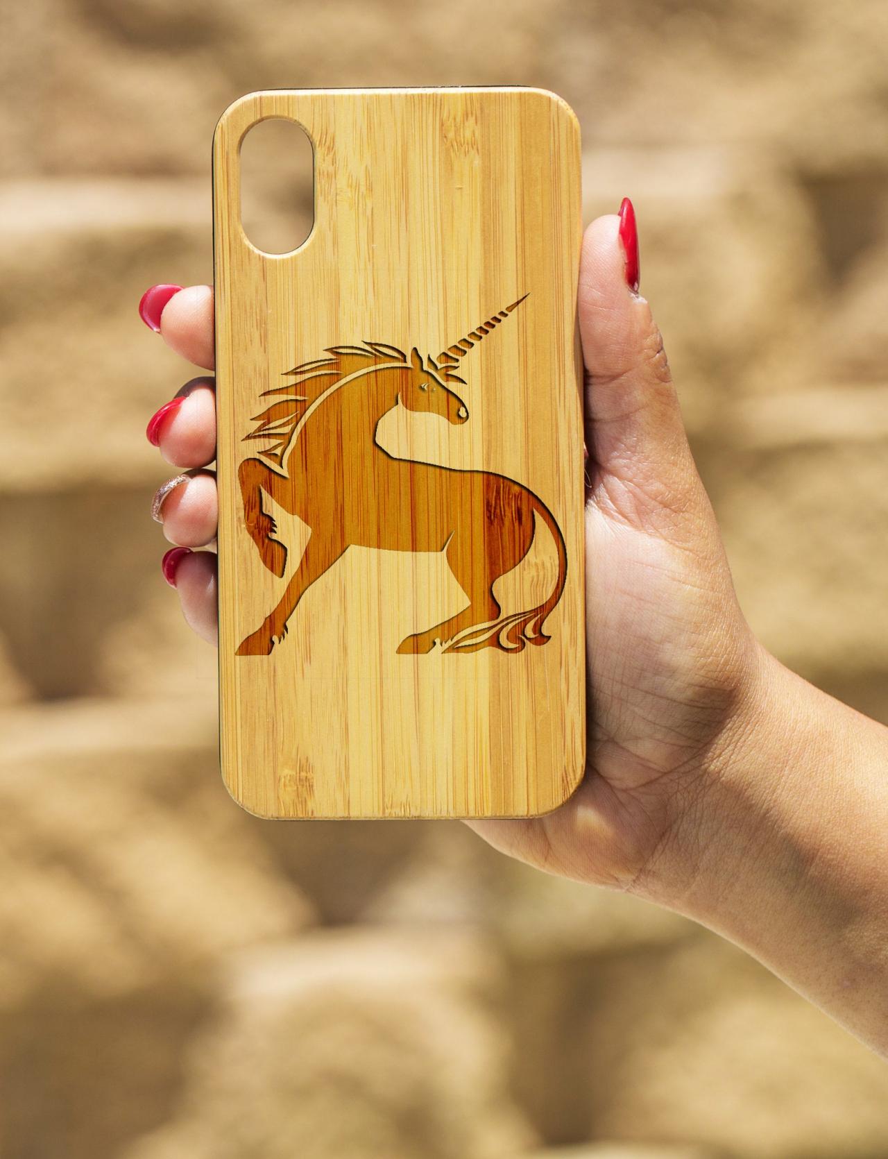 Unicorn IPhone X Case, Engraved Iphone X case, Wooden Engraved Iphone X Case, Iphone case, Beautiful Gift for here, unique case, girly