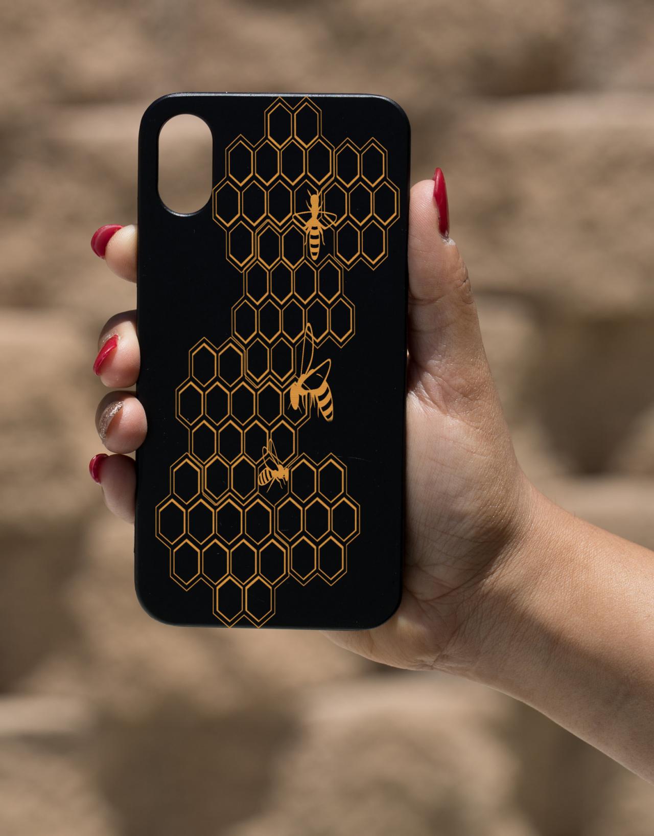 Honey Bee I Phone X Case, Engraved I phone X case, Wooden Engraved I phone X Case, I phone case, Beautiful Gift for here, unique