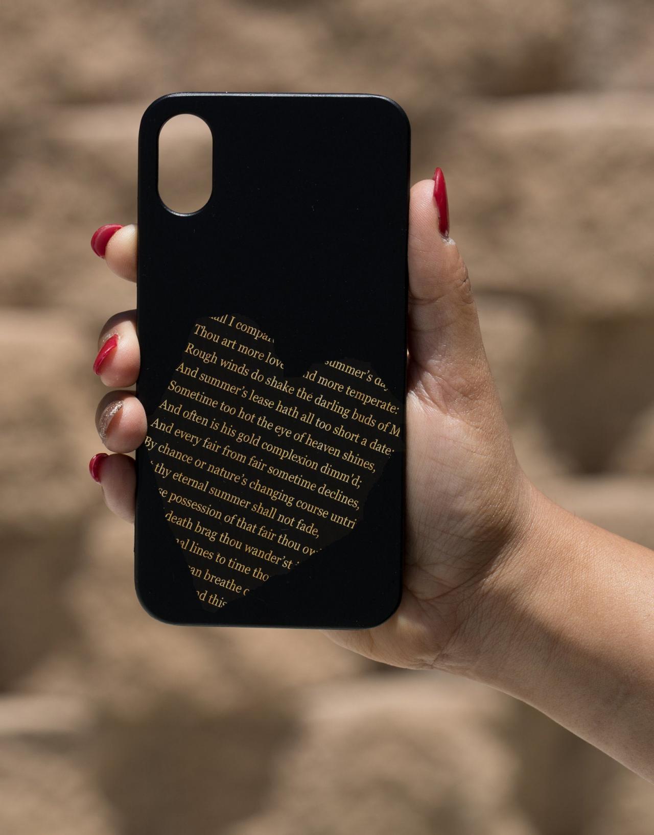 Sekspir sonnet 18 IPhone X Case, Engraved Iphone X case, Wooden Engraved Iphone X Case, Iphone case, Beautiful Gift for here