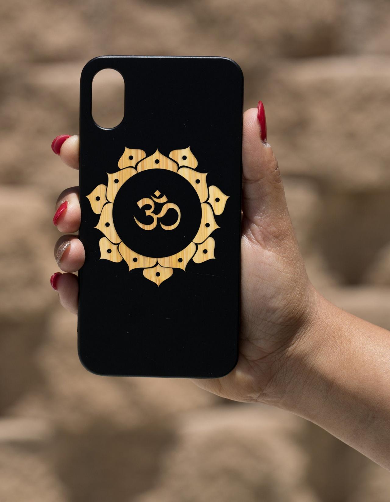 OM IPhone X Case, Engraved Iphone X case, Wooden Engraved Iphone X Case, Iphone case, Beautiful Gift for here,unique case,