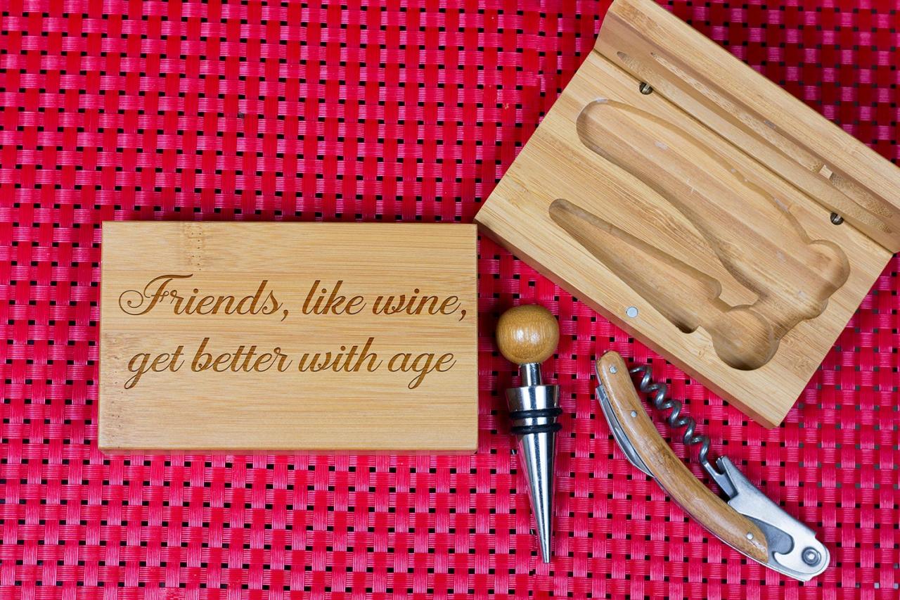 Engraved Wine opener set, Personalized Cork screw Set, Friends Engraved Wine Opener set, Wine Party Favor, Christmas Gift