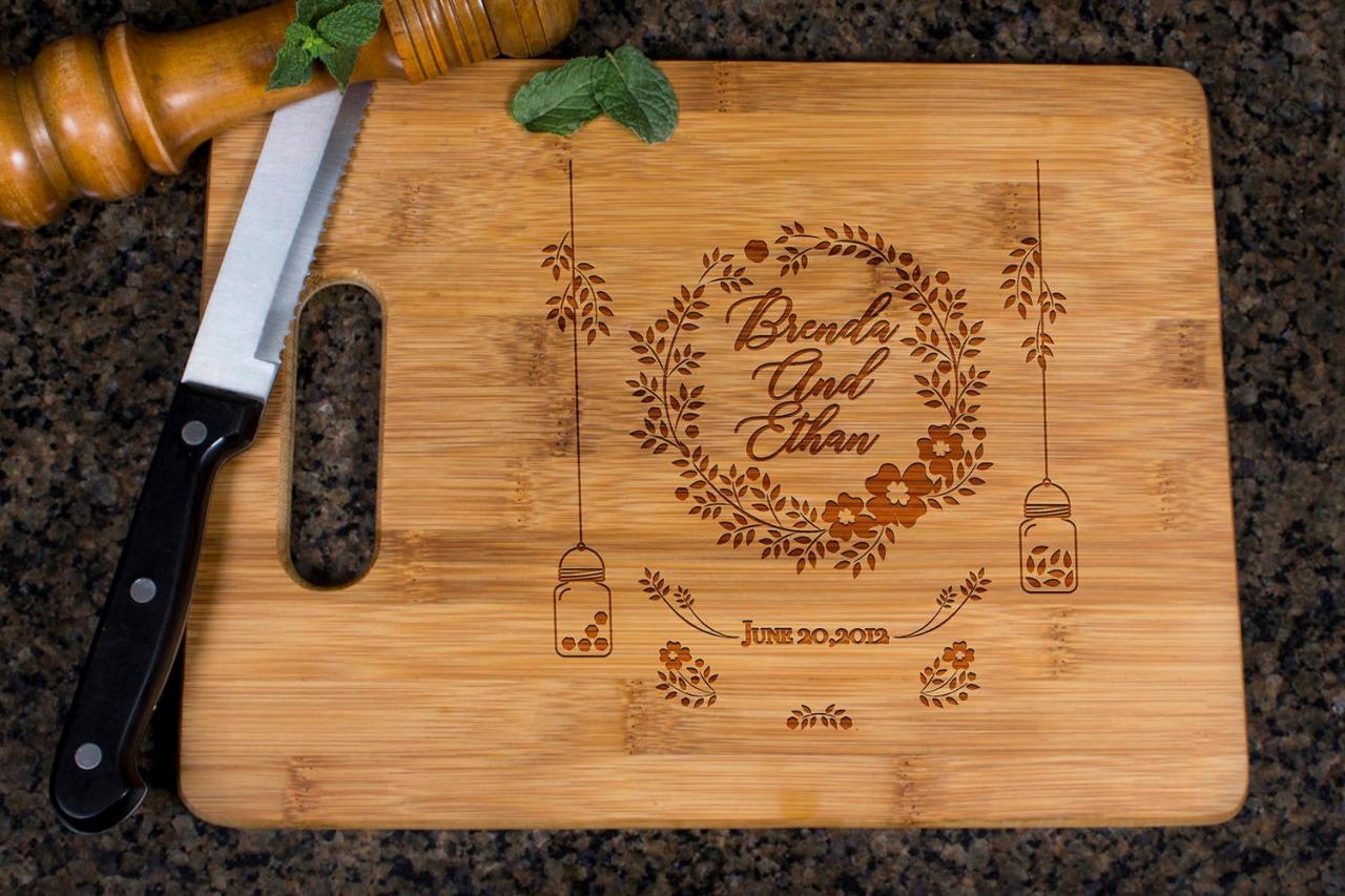 Personalized cutting board, Wedding Gift, Kitchen Decor, Housewarming Gift, His & her Name Engraved Cutting Board, Chopping board