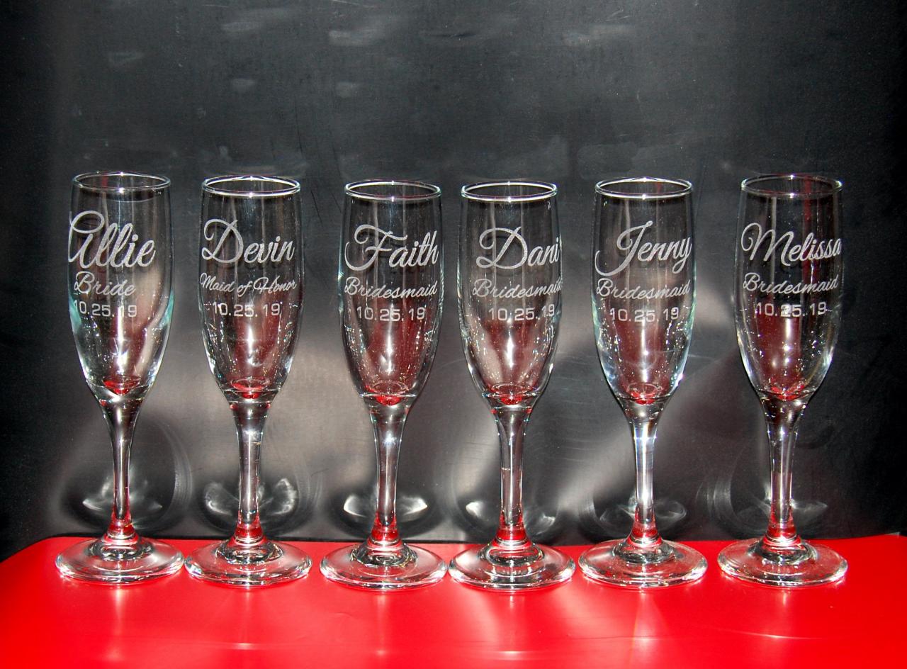 Set of 12 champagne flues, personalized names wedding toasts, Wedding Champagne Flutes, Engraved Wedding Glasses,Custom