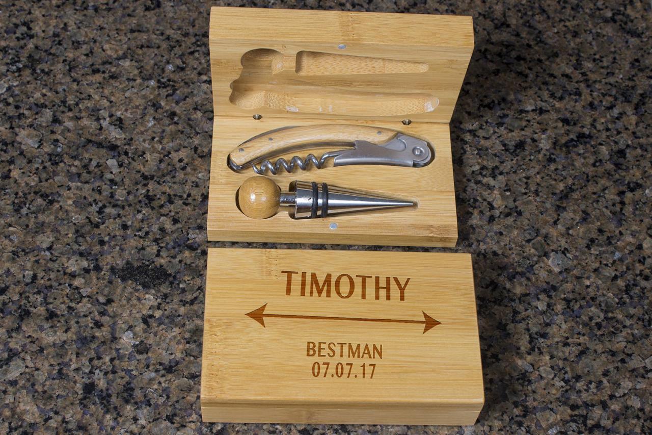 Engraved Wine opener set, Personalized Cork screw Set, Best man Engraved Wine Opener set, Wine Party Favor, Christmas Gift