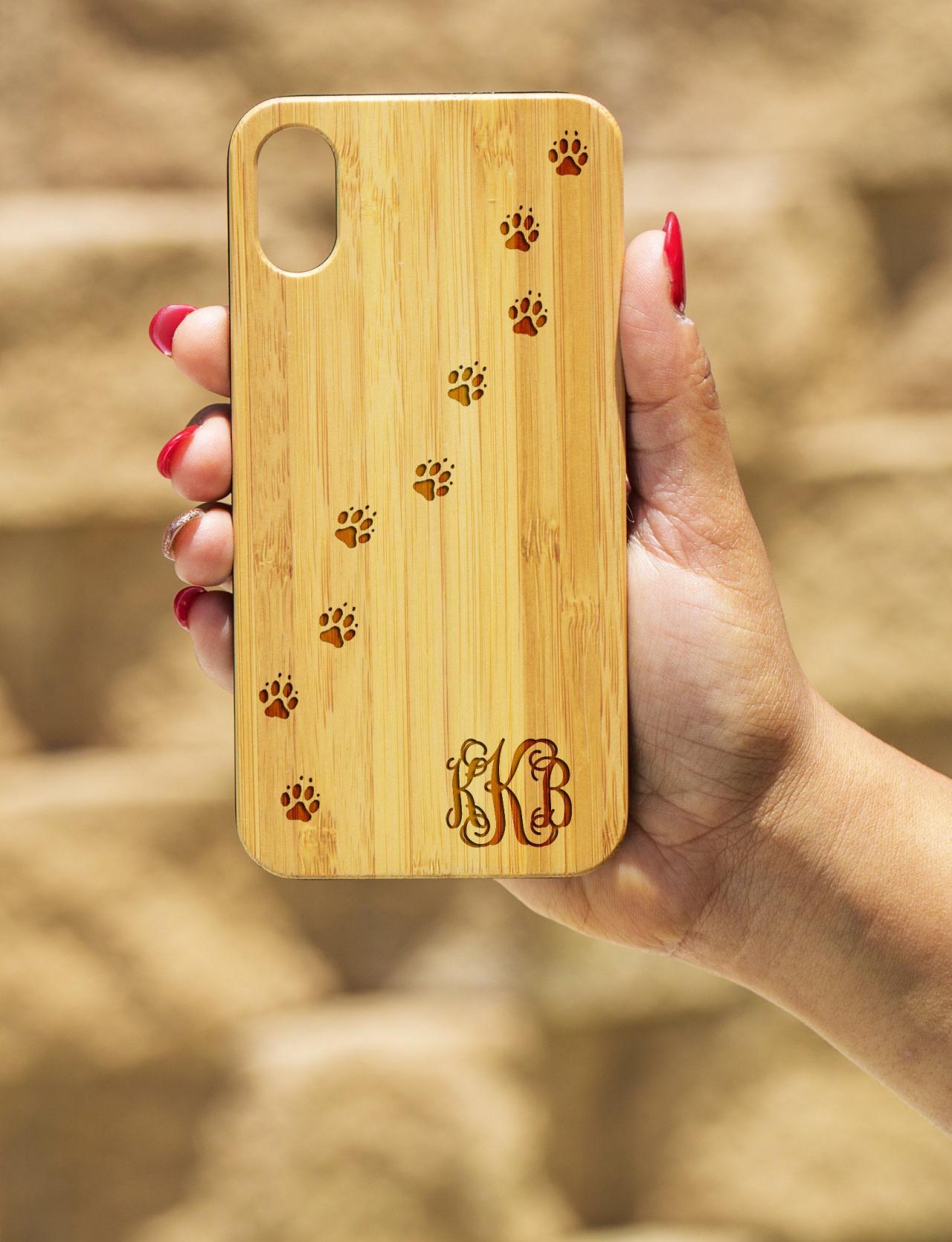 Dog Paw IPhone X Case, Engraved Iphone X case, Wooden Engraved Iphone X Case, Iphone case, Beautiful Gift for here, unique