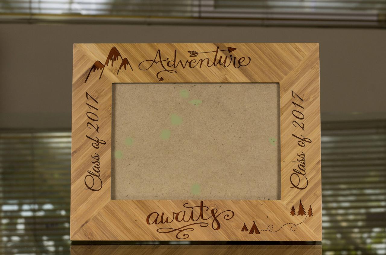 Adventure awaits Picture Frame, Engraved Photo Frame, Wooden Photo Frame,class of 2017 Photo Frame,Graduation 2017 frame,Proud 2017 Student