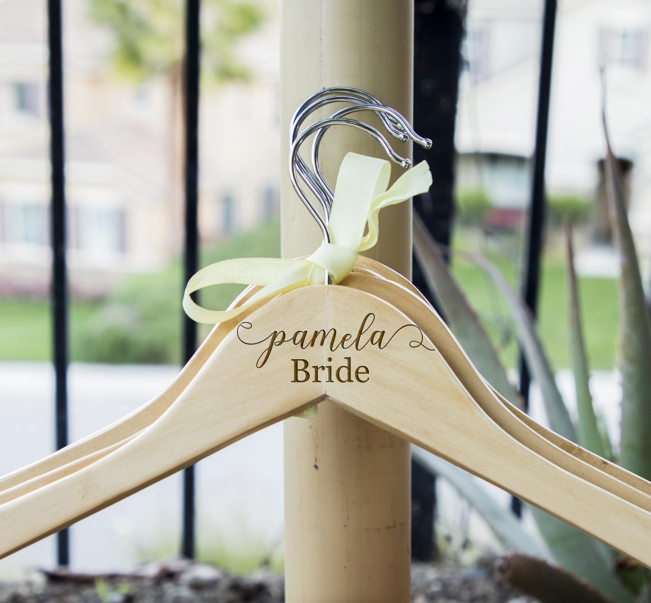 Bride hangers for wedding, wedding dress hanger, name hanger,hanger for wedding dress,dress hanger, Engraved hanger, wooden engrave