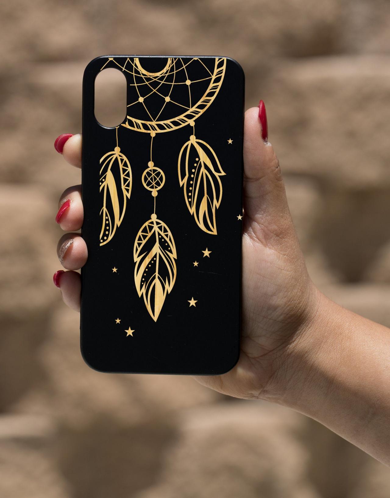 Dreamcatcher IPhone X Case, Engraved I phone X case, Wooden Engraved Iphone X Case, Iphone case, Beautiful Gift for here, unique