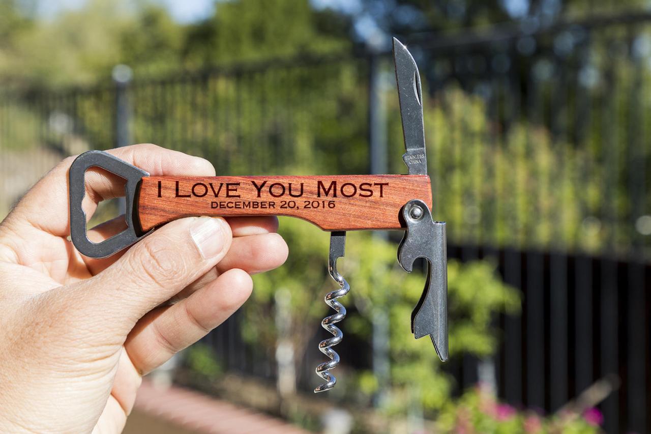 I Love You Most Bottle Opener- Custom Corkscrew-engraved Wine Bottle Opener-wedding Party Gift-monogram Bottle Opener-personalize Opener