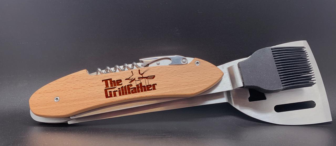 The Grill father Engraved BBQ Set,Personalized BBQ tool set,Gift for Grandpa, personalized grill set for Dad,Father's Day Gift, Gift for Dad