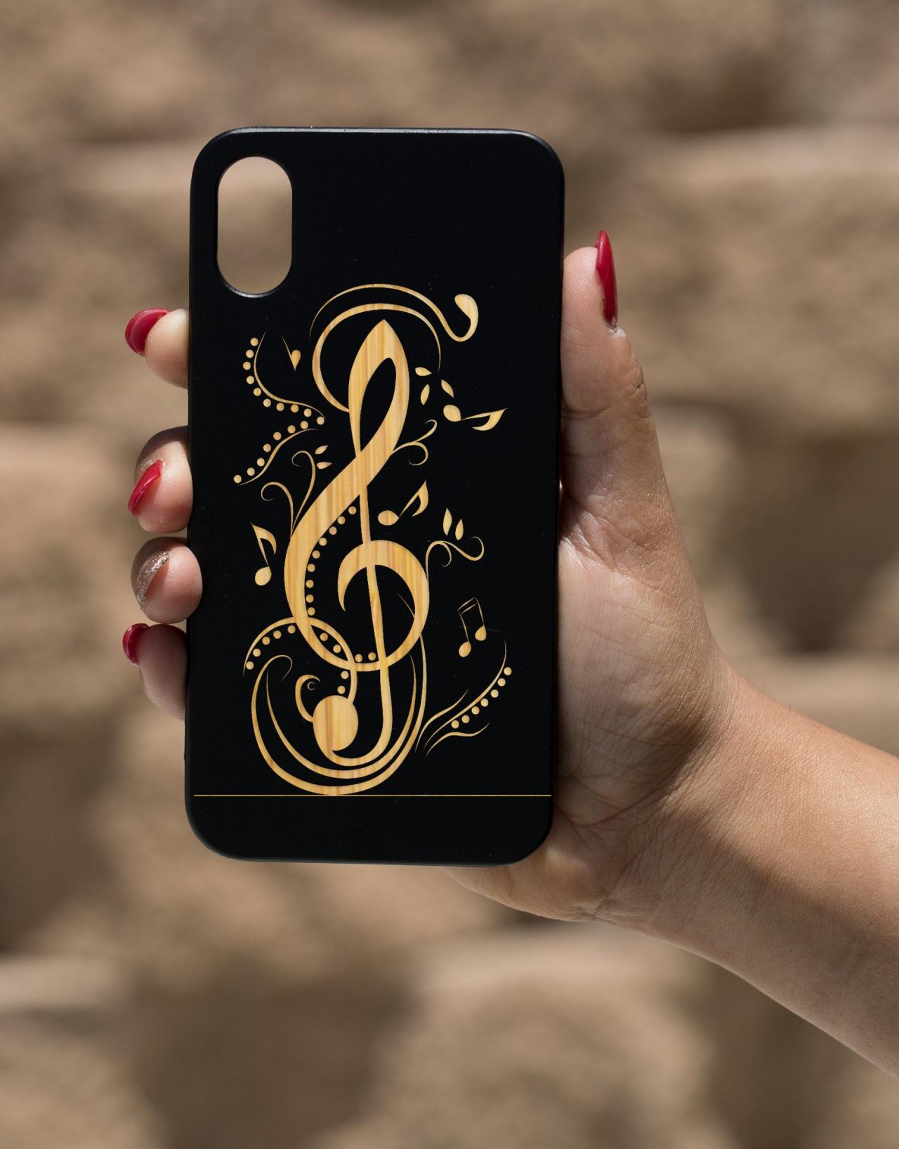 Music Notes IPhone X Case, Engraved Iphone X case, Wooden Engraved Iphone X Case, Iphone case, Beautiful Gift for here,unique case.