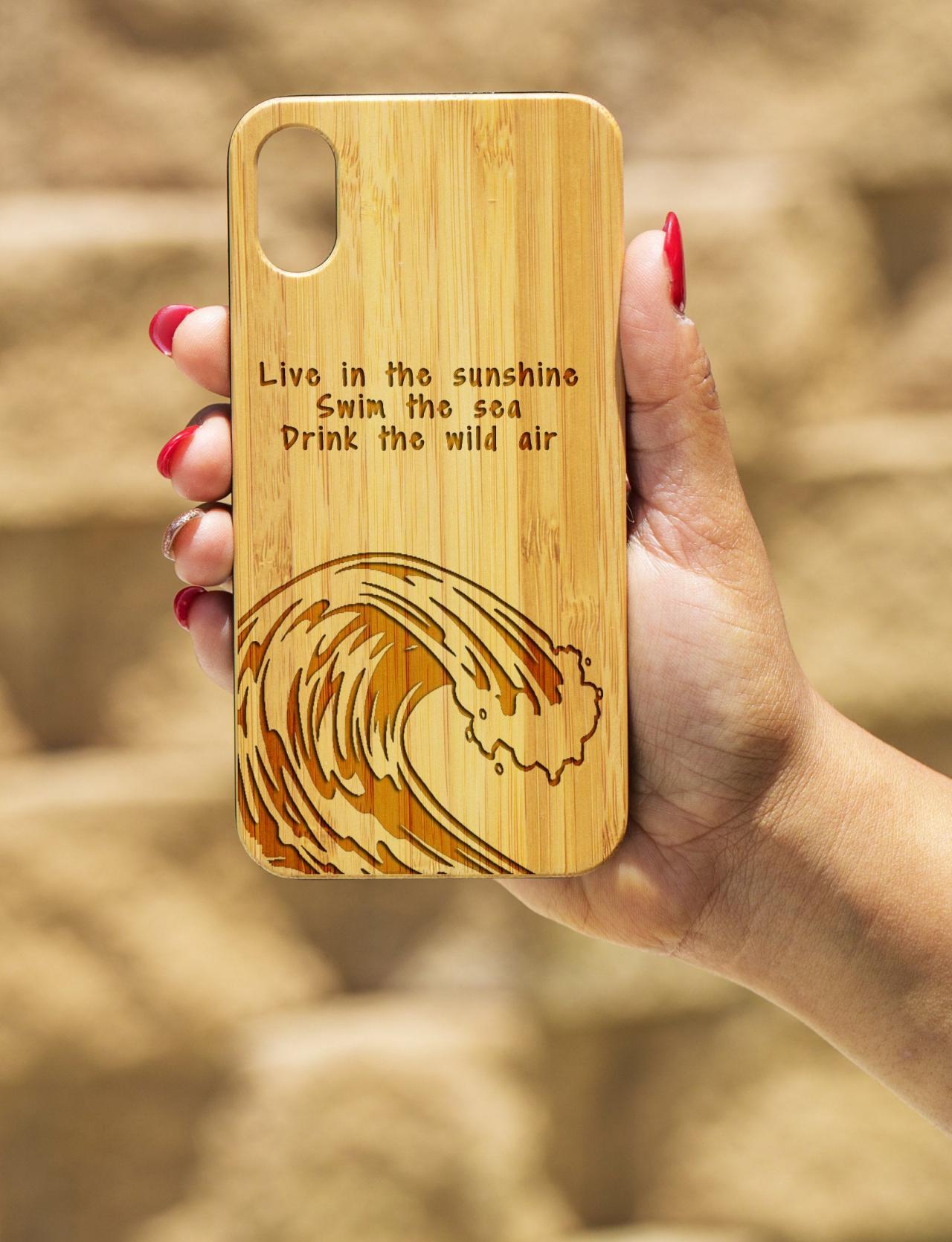 Ocean wave IPhone X Case, Engraved Iphone X case, Wooden Engraved Iphone X Case, Iphone case, Beautiful Gift for here,unique case.