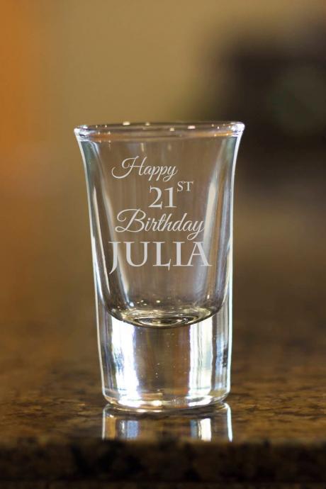 Happy 21st birthday shot glasses,customize shot glasses,wedding shot glasses, wedding favor, couple shot glasses,best friend bday gift