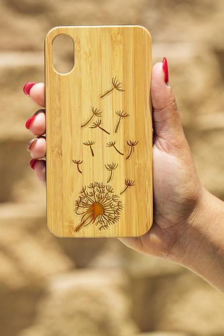 Dandelion IPhone X Case, Engraved Iphone X case, Wooden Engraved Iphone X Case, Iphone case, Beautiful Gift for here, unique,beautiful