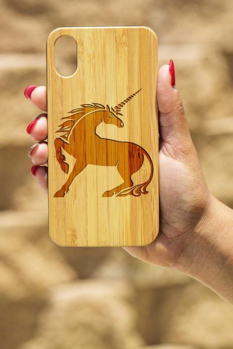 Unicorn IPhone X Case, Engraved Iphone X case, Wooden Engraved Iphone X Case, Iphone case, Beautiful Gift for here, unique case, girly