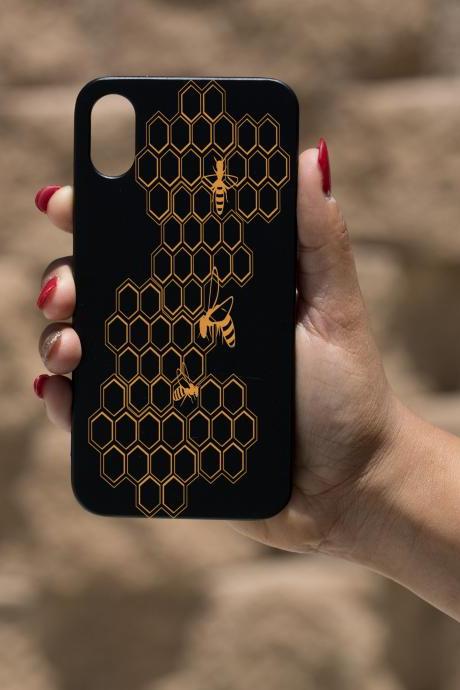 Honey Bee I Phone X Case, Engraved I phone X case, Wooden Engraved I phone X Case, I phone case, Beautiful Gift for here, unique