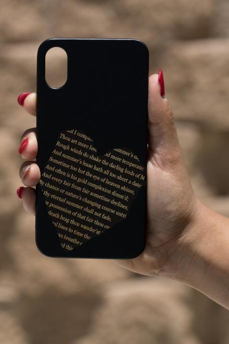Sekspir sonnet 18 IPhone X Case, Engraved Iphone X case, Wooden Engraved Iphone X Case, Iphone case, Beautiful Gift for here
