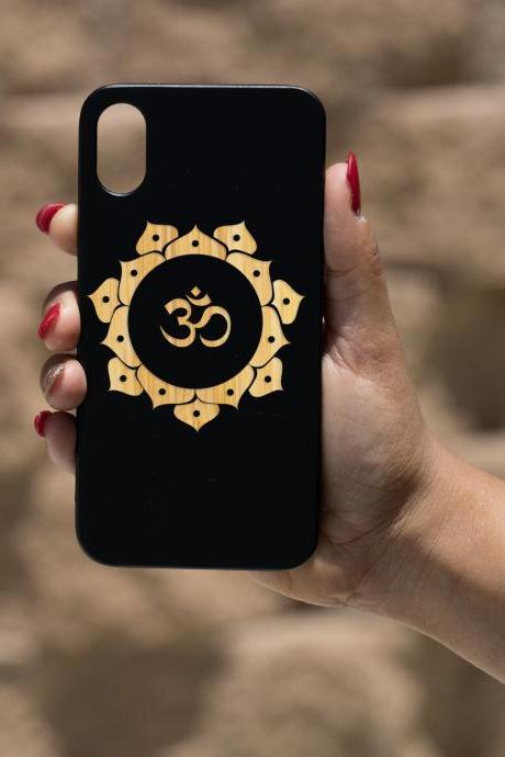 OM IPhone X Case, Engraved Iphone X case, Wooden Engraved Iphone X Case, Iphone case, Beautiful Gift for here,unique case,