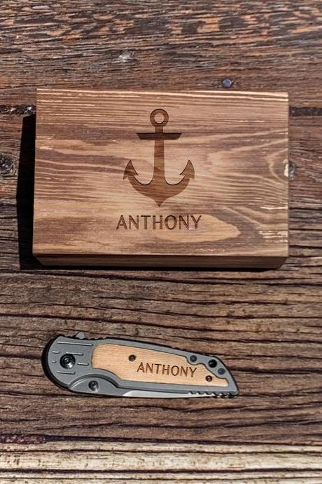 Personalize Knife With Wood Box, Engraved Knife, Groomsman Knife, Groomsman Gift, Wedding Favor, Hunting Knifes,gift For Father,gift For Him