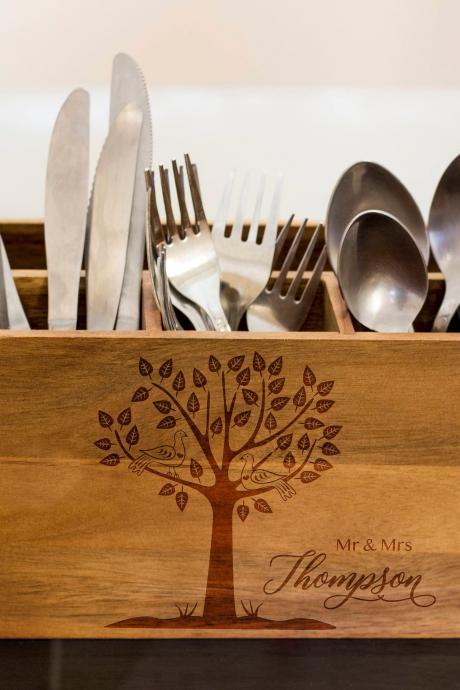 Love tree Silverware Caddy, kitchen Utensil Holder,Personalize Kitchen Stuff, Picnic Caddy,kitchen tool holder, housewarming Gift, custom