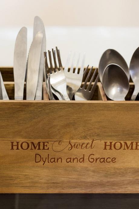 Home Sweet Home Silverware Caddy, Kitchen Utensil Holder,personalize Kitchen Stuff, Picnic Caddy,kitchen Tool Holder, Housewarming Gift