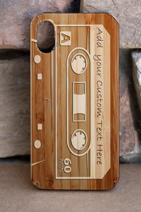 Vintage Cassette IPhone X Case, Engraved Iphone X case, Wooden Engraved Iphone X Case, Iphone case, Beautiful Gift for here,unique case,