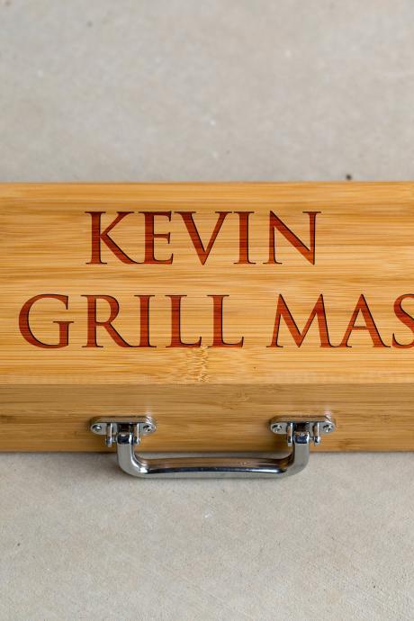 3 Piece Bbq Grill Tool Set,the Grillmaster Grill Set,bbq Tools, Grill Tool Set,gift For Him, Bbq Dad, Engraved Grill Ware,grill Master Set