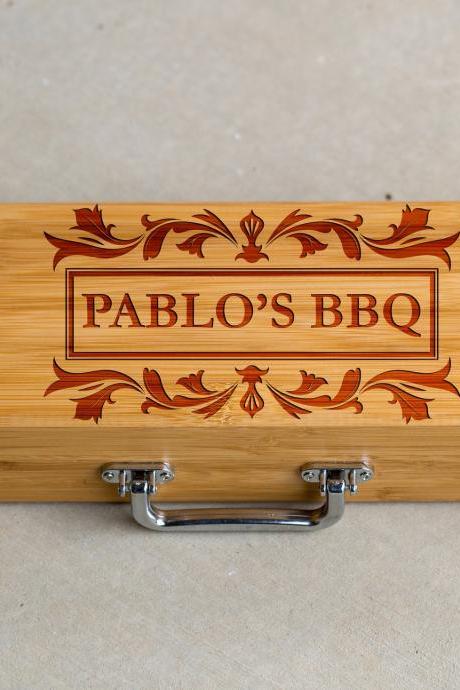 3 piece BBQ Grill Tool set,custom name bbq set, BBQ tools,Grill tool set,gift for him,BBQ dad,Engraved grill ware,Grill master