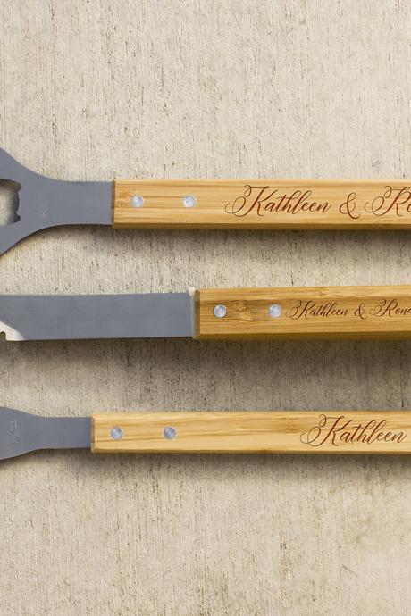 Personalized Bbq Set, Personalized Bbq Tool Set, Unique Bbq Grill Set, Couple Name Engraved Barbecue Set, Personalized Grill Set