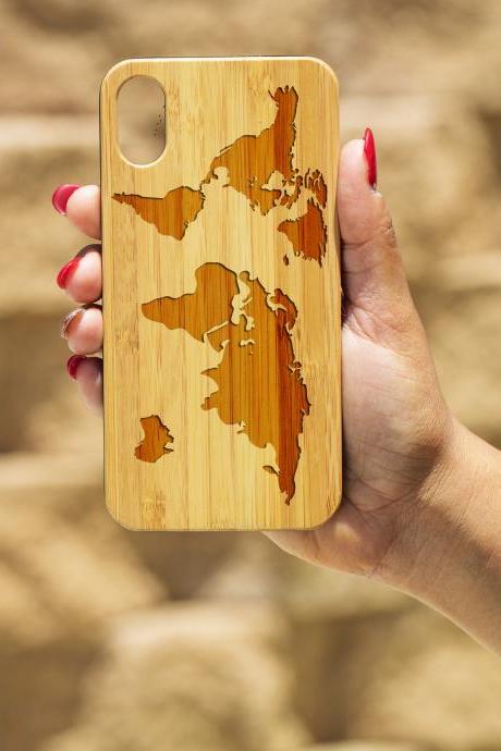 World Map IPhone X Case, Engraved Iphone X case, Wooden Engraved phone X Case, Iphone case, Beautiful Gift for here