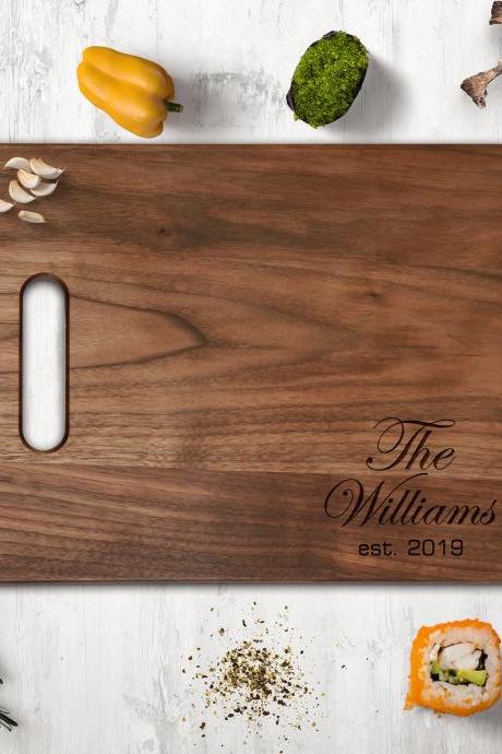 Family Name Walnut Cutting Board, Wedding Gift, Kitchen Decor,housewarming Gift,couple Cutting Board, Chopping Board,engraved Cutting Board