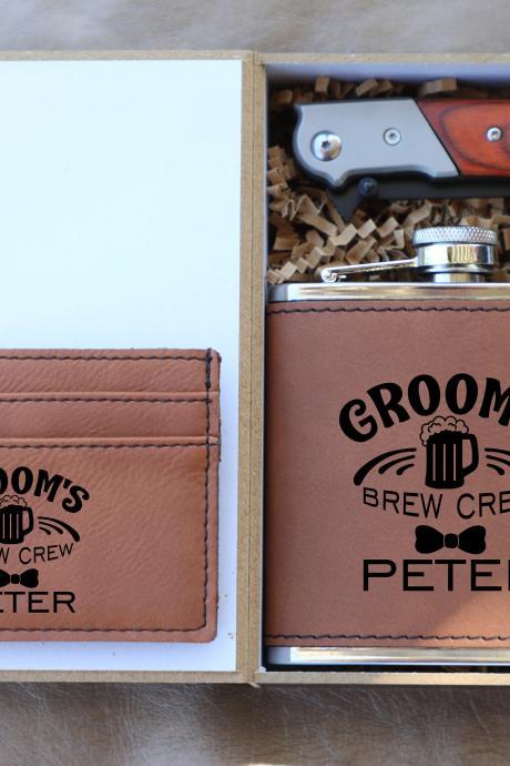Groomsmen Brew Crew Set, Groomsman Gift Set,personalize Groomsmen Gift Set,engraved Gift Set,groom&amp;#039;s Crew Gift Set, Customize