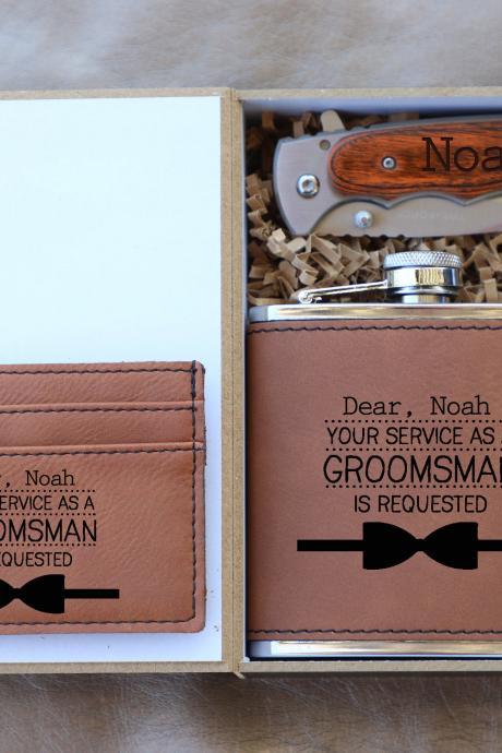 Will you be my Groomsman gift set,Personalize Groomsmen Gift set,Engraved gift set, Bow tied Groomsmen GIft,BFF gift set,Groomsman gift idea