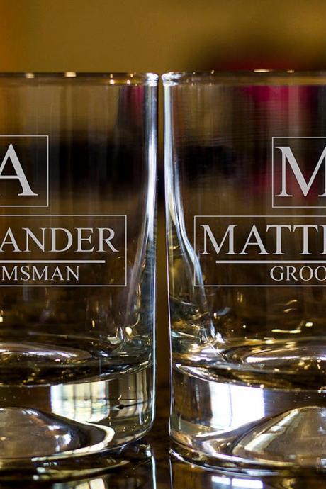 Personalize Rock glass, Engraved Whiskey glasses, Groom Whiskey glasses, Bourbon Glasses, Etched Scotch glasses, Groomsman scotch glass