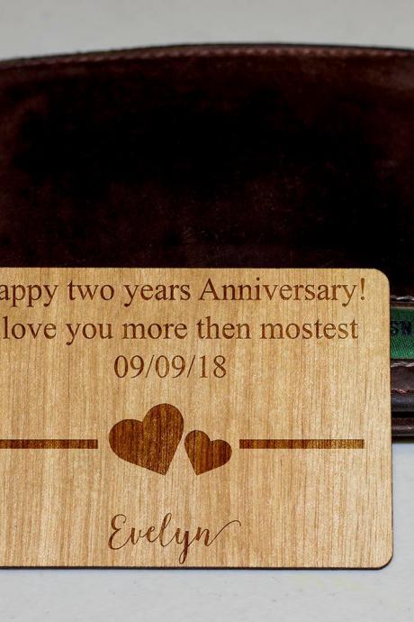 wooden wallet insert, customized wallet insert, custom wallet card, Wood Wallet, 5th Anniversary, Anniversary Wallet Card, Christmas gift