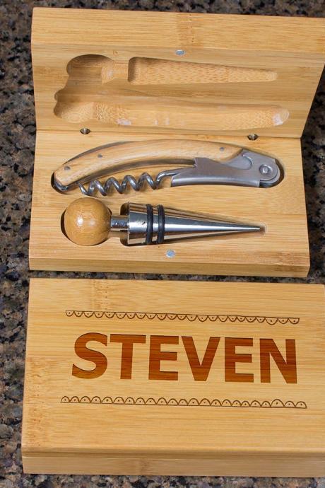 Engraved Wine Opener Set, Personalized Cork Screw Set, Personalize Name Engraved Wine Opener Set, Wine Party Favor, Christmas Gift