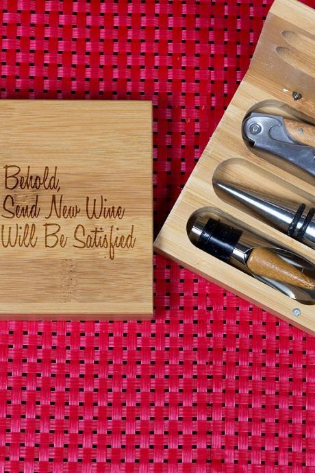 Engraved Wine Opener Set, Cork Screw Set, Wooden Engraved Wine Opener Set, Party Favor, Christmas Gift