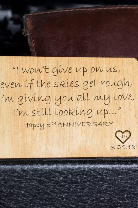 wooden wallet insert, customized wallet insert, custom wallet card, Wood Wallet, 5th Anniversary, Unique Gift Idea, Christmas gift