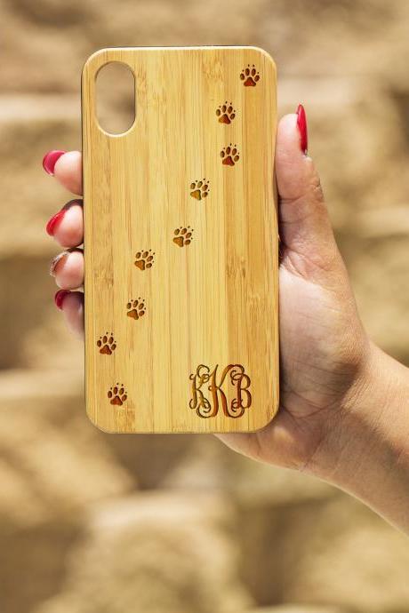 Dog Paw IPhone X Case, Engraved Iphone X case, Wooden Engraved Iphone X Case, Iphone case, Beautiful Gift for here, unique
