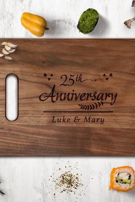 25th Anniversary walnut Cutting board,wedding gift,newly weds gift board,Couple Walnut cutting board,Kitchen Decor,Housewarming Gift, walnut