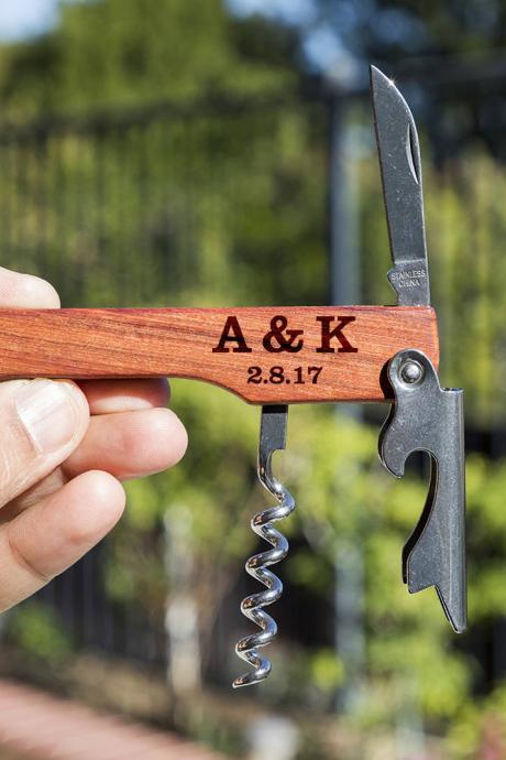 Custom Initials Bottle Opener- Custom Corkscrew-engraved Wine Bottle Opener-wedding Party Gift-monogram Bottle Opener-personalize Opener
