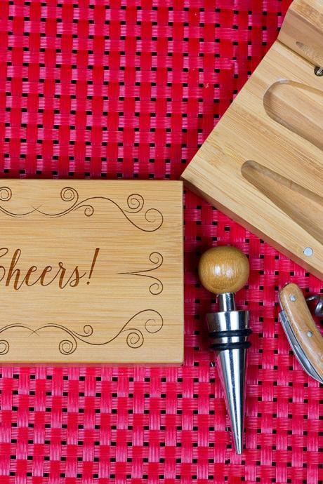 Engraved Wine opener set, Personalized Cork screw Set, Cheers Engraved Wine Opener set, Wine Party Favor, Christmas Gift