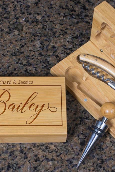 Engraved Wine opener set, Personalized Cork screw Set, Custom Couple Name Engraved Wine Opener set, Wine Party Favor, Christmas Gift