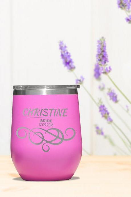 Custom Engraved Wine Tumbler, Stemless Tumbler, Custom Wine Tumbler, Bridesmaid Gift, Wedding Favor, Bachelorette Party Favors