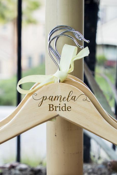 Bride Hangers For Wedding, Wedding Dress Hanger, Name Hanger,hanger For Wedding Dress,dress Hanger, Engraved Hanger, Wooden Engrave