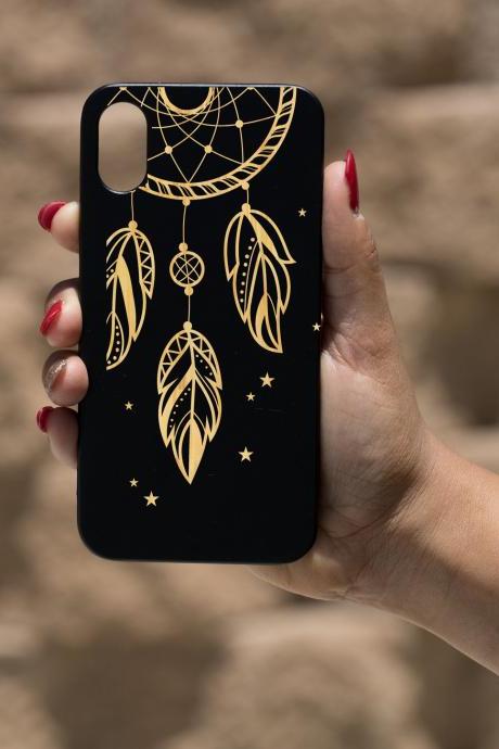 Dreamcatcher IPhone X Case, Engraved I phone X case, Wooden Engraved Iphone X Case, Iphone case, Beautiful Gift for here, unique
