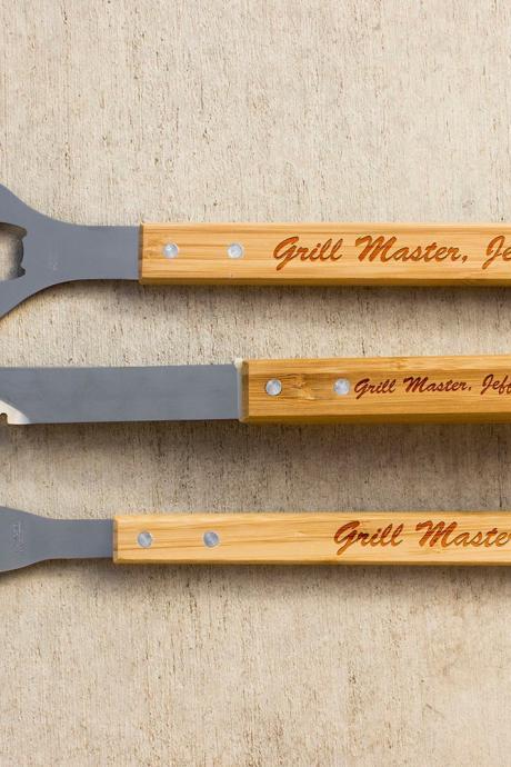 Personalized BBQ Set, Personalized BBQ tool set, Unique BBQ Grill Set, Grill Master Engraved Barbecue Set, personalized grill set