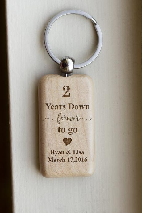 Personalize Key chain,2 yeas down key chain, love key chain,custom key chain, wood key chain, Gift for her ,Anniversary gift, memory,forever